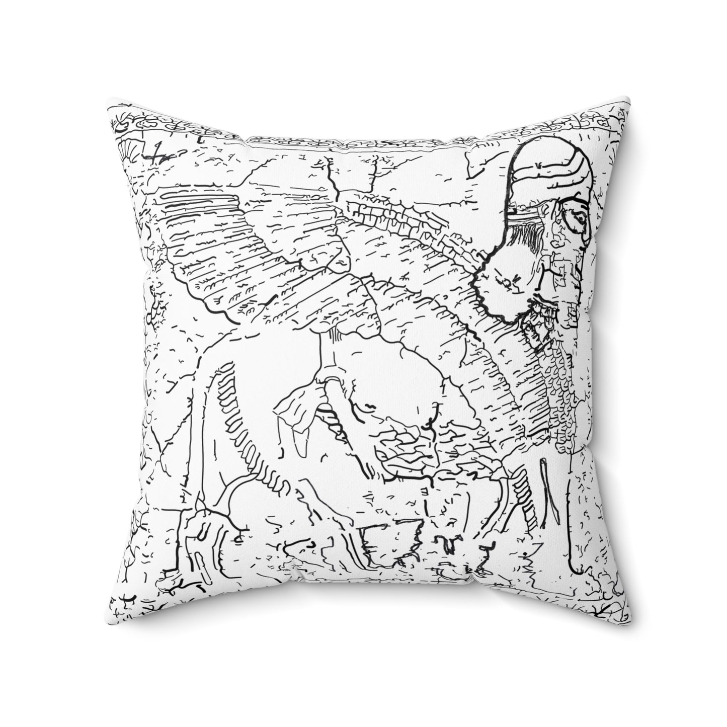 Lamassu - Faux Suede Square Pillow